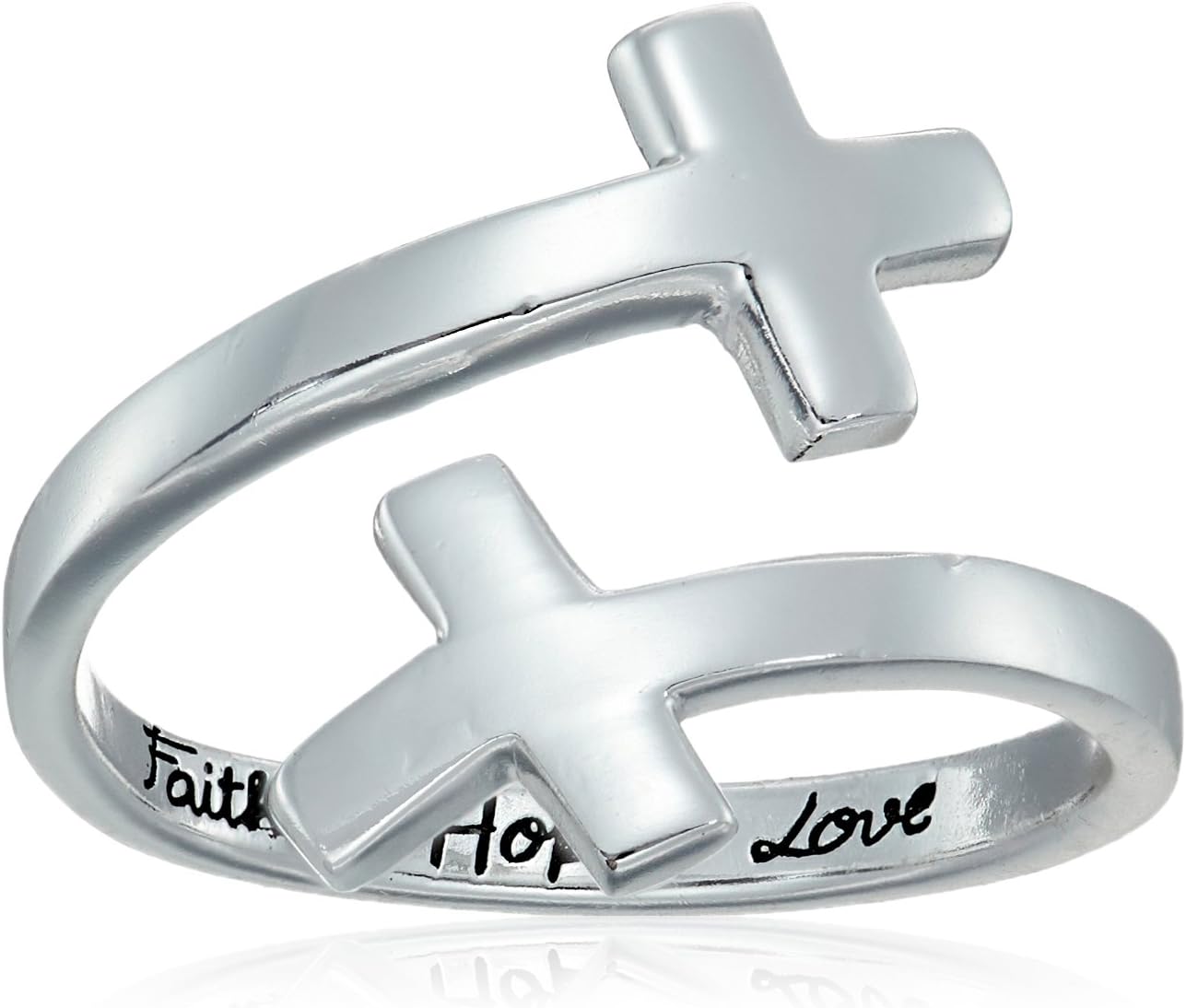Sterling Silver Double Cross Wrap Ring, Size 6