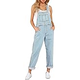 Vetinee Womens Classic Adjustable Straps Pockets Denim Bib Overalls Jeans Pants
