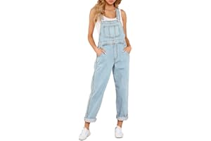 Vetinee Womens Classic Adjustable Straps Pockets Denim Bib Overalls Jeans Pants