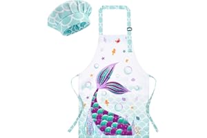 Kids Aprons and Chef Hat Set Boys Girls Art Aprons Set Child Painting Art Smock Cooking Gardening Painting Smock