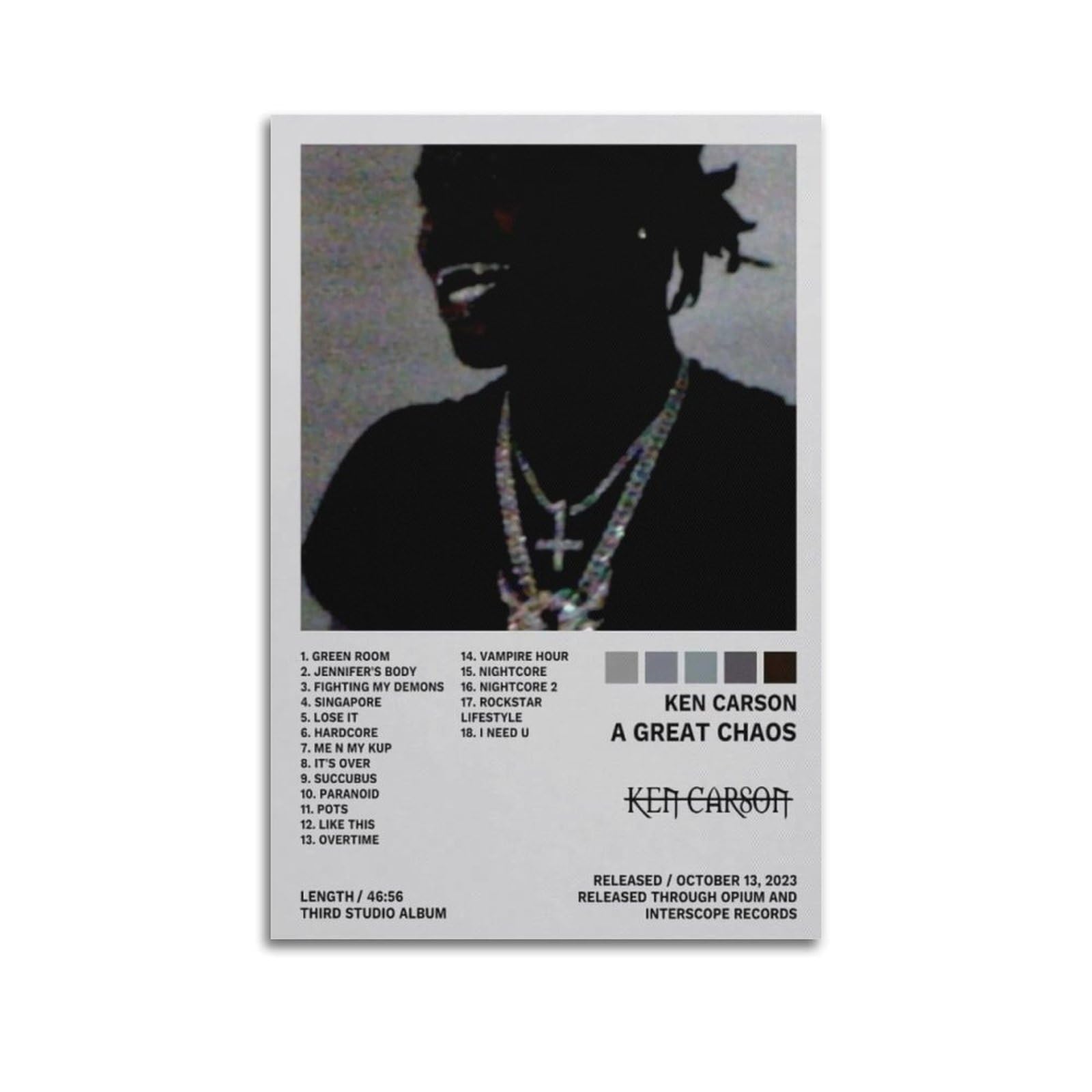 Ken Carson Posters A Great Chaos Album Poster Canvas Decorative Painting Modern Aesthetic Decorative Painting Bedroom Living Room Art Poster 12x18inch(30x45cm) Unframe-style-5