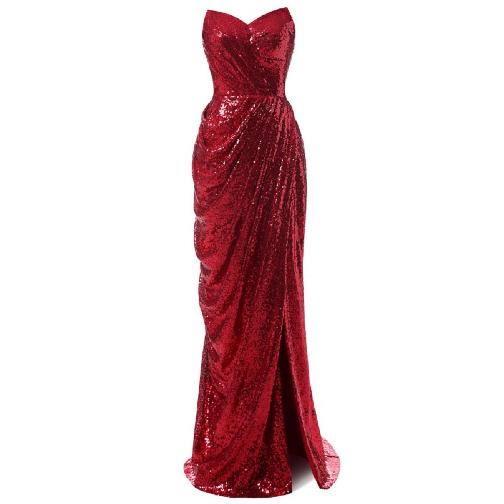 red shimmer gown