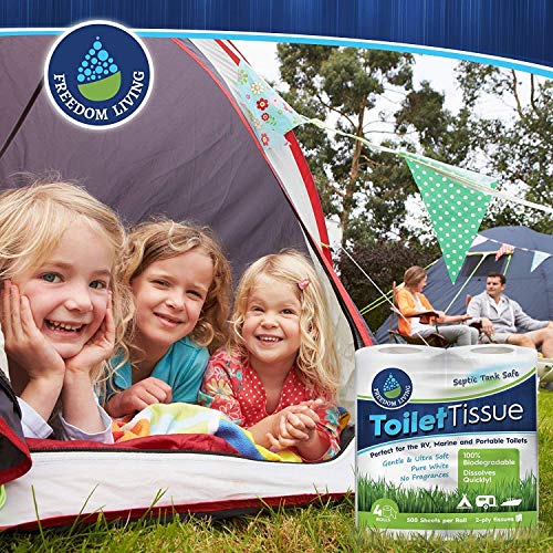 Freedom Living Septic Tank Safe Toilet Tissue (2Ply, 4 Rolls, 500