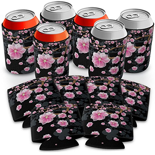 WIRESTER Can Cooler Sleeves for Soda Beer Can Drinks, 6 Pack - Falling Pink Flower