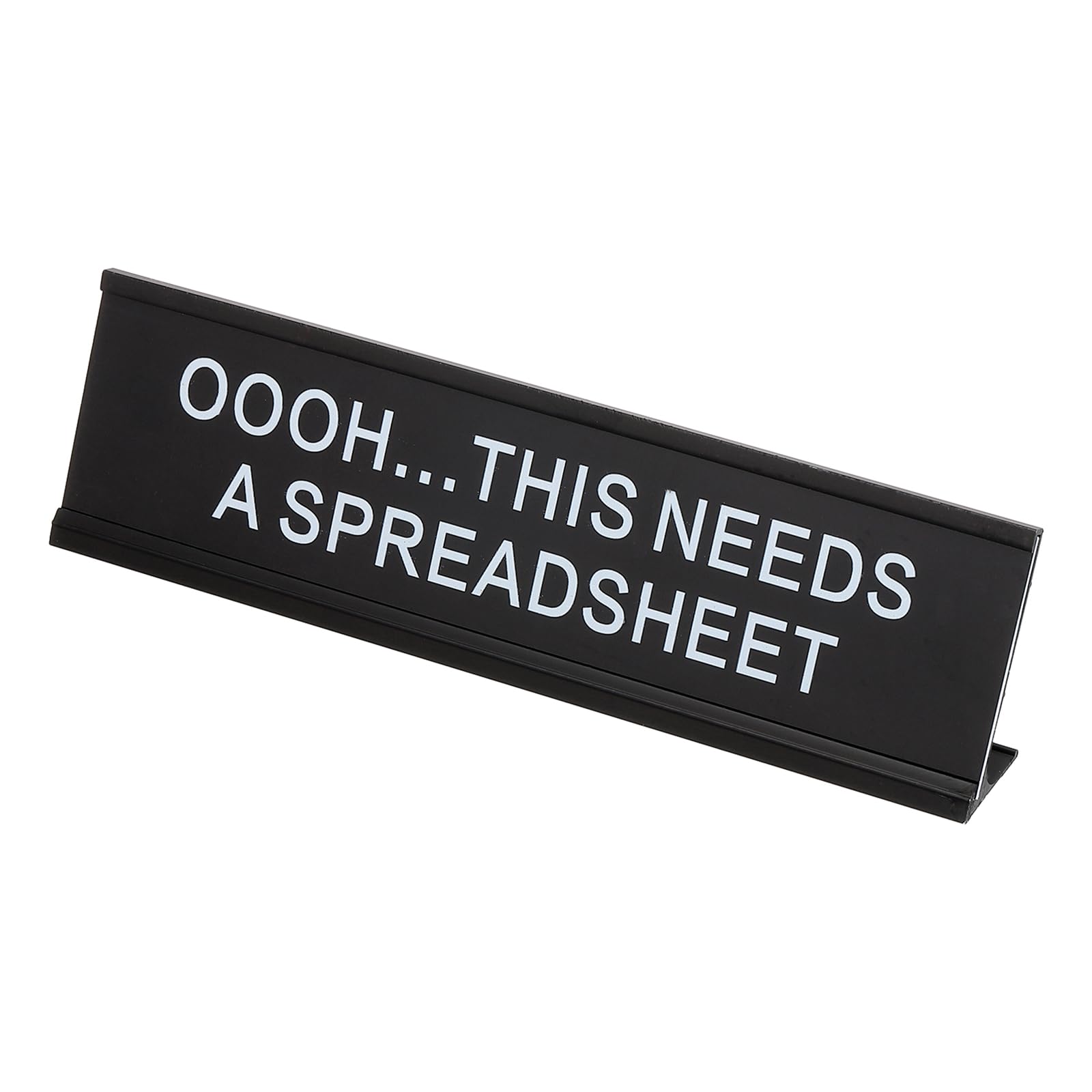 PATIKIL Funny Nameplate, 8"x2" Novelty Desk Sign Plaque Aluminum Desk Name Plate with Base for Office, Black White (Oooh...This Needs A Spreadsheet)