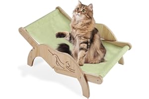 pawstrip Cat Hammock Bed Outdoor Cat Sisal Chair Summer Beach Cat Lounger Adjustable Elevated Pet Bed Raised Cat Lounge Chair for Indoor Cats Cooling Cat Scratcher Bed Breathable Cat Mini Couch