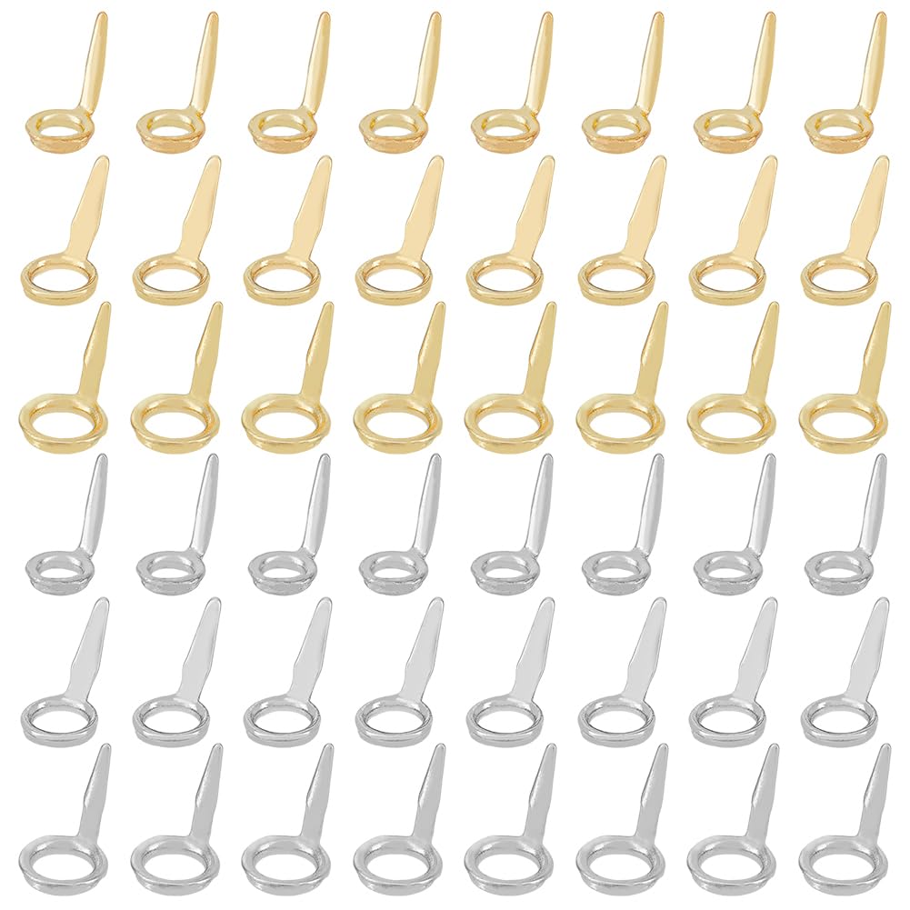 SUPERFINDINGS 48Pcs 3 Sizes Fishing Rod Guide Kit Stainless Steel Fishing Rod Guides Fishing Rod Eye Replacement Platinum Golden Ring Circle Pole Repair Fishing Accessory
