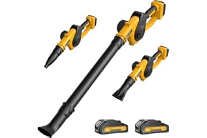 PILENTO Leaf Blower Cordless with 2 Batteries and Fast Charger, 210 MPH Battery Powered Blower with 3 Nozzles, 3 Speed Modes, Lightweight & Small Electric Leaf Blowers for Lawn Care, House, Leaves, Dust, Snow