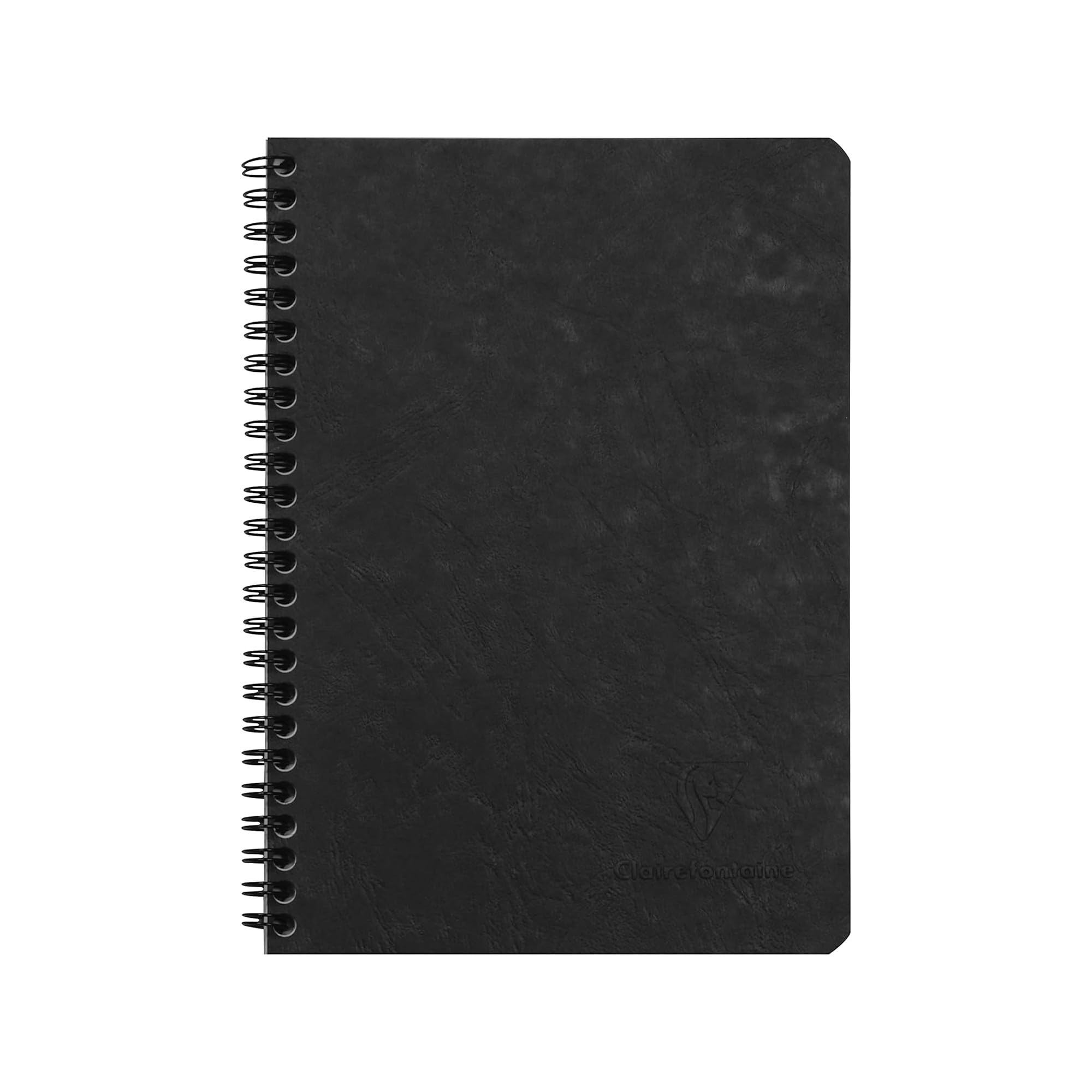 Clairefontaine 785321C Age Bag Collection Black Spiral Notebook - A5 14.8x21cm - 100 Small Squares Pages - White Paper 90 g - Glossy Card Cover Leather Grain