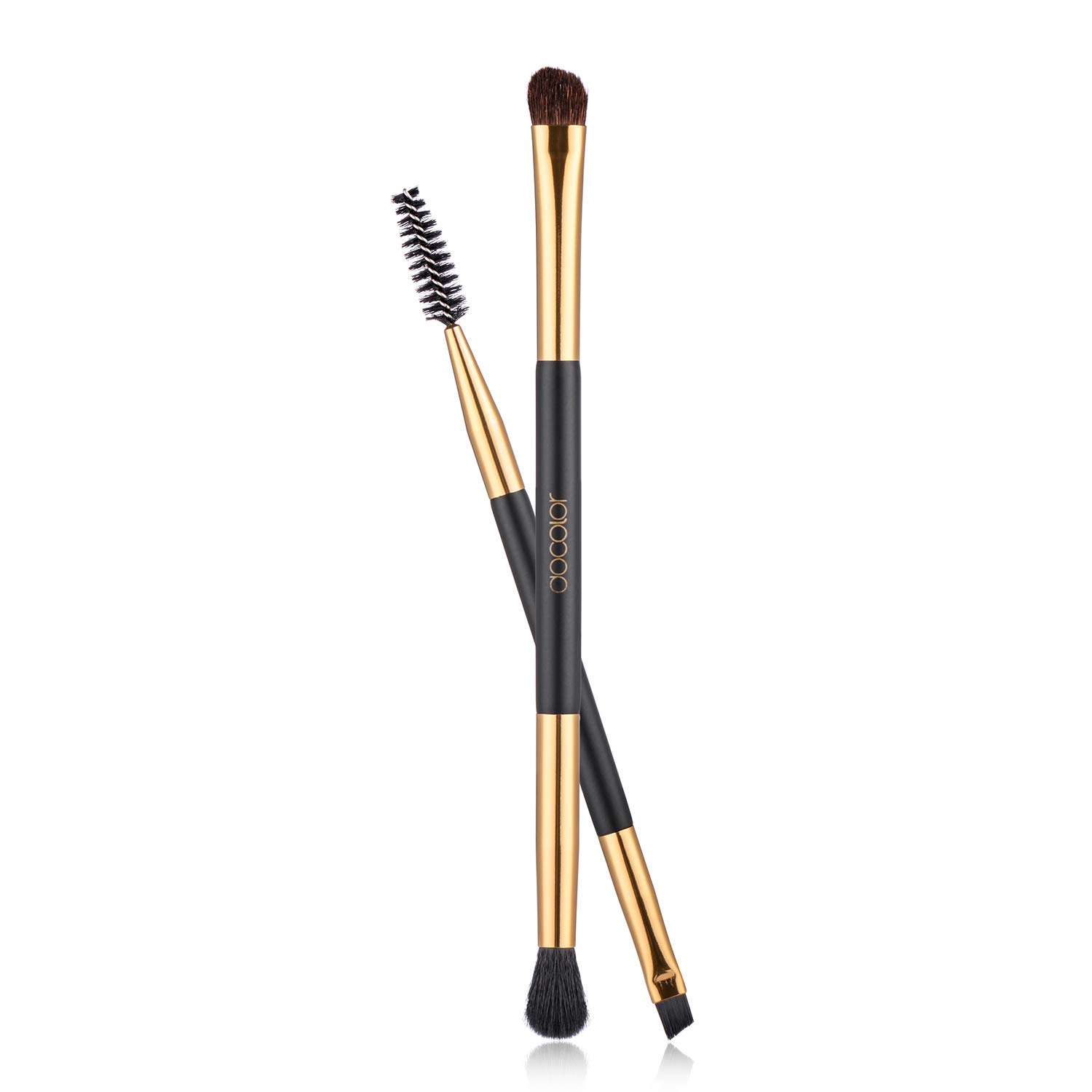 2pcs Duo Eyebrow Brush, Docolor Professional Eye Makeup Tool, Eyeshadow Brush and Spoolie Brush Black: Beauty