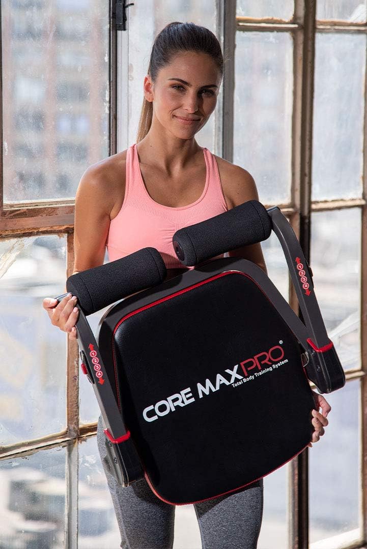 Core Max PRO with Resistance Bands Abs and Total Body Smart 8 min Workout & Cardio Machine, Red/Black : Sports & Outdoors