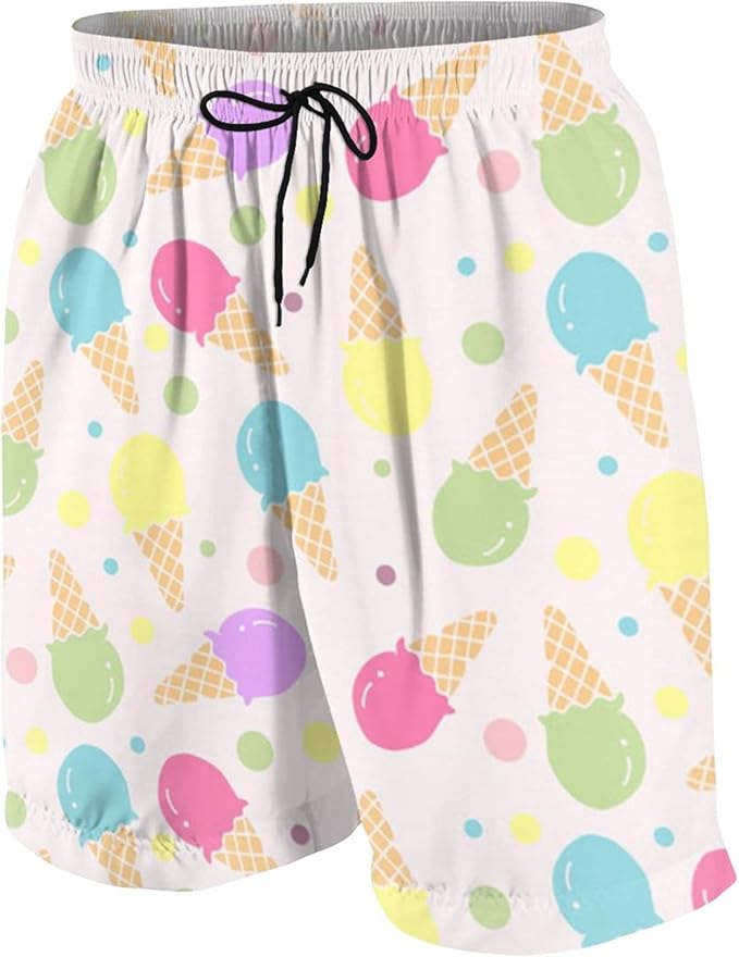 Boys Swim Trunks IceCream Beach Board Shorts Quick Dry