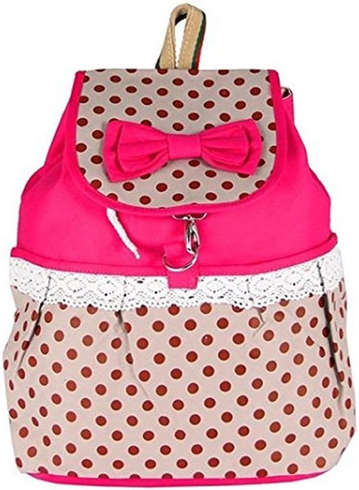 Jiasenna Canvas Backpack School Bag Stripe for School Laptop Bag (Bowknot Rose)