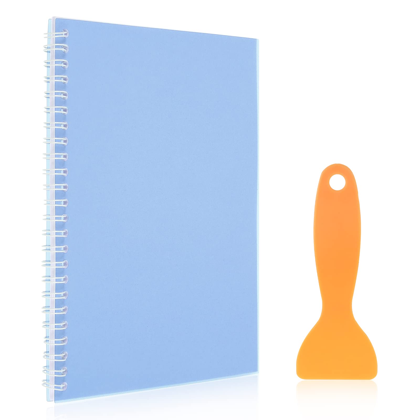 Abeillo Sticker Collecting Album - Reusable Sticker Book with Plastic Spatula, A5 Size 8.3" x 5.8", Blue