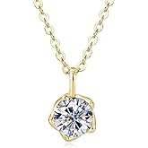 AINUOSHI Moissanite Necklace for Women 1CT - 925 Sterling Silver Moissanite Flower Bud Pendant Necklace D Color VVS1 Clarity Sliver & Yellow