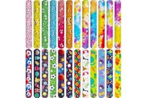 POPLAY 48PCS Slap Bracelets for Kids, Snap Bracelets Bulk Tie Dye Bracelet End of School Year Party Favors Classroom Prizes Kindergarten Graduation Exchanging Gifts