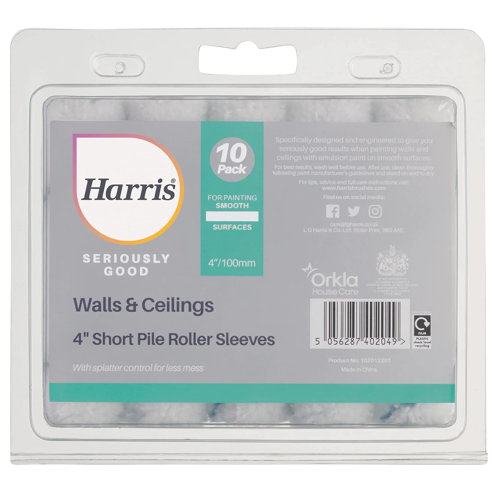 Harris - 102012201 - Seriously Good Walls & Ceilings Short Pile Sleeve - 4" Pack 10