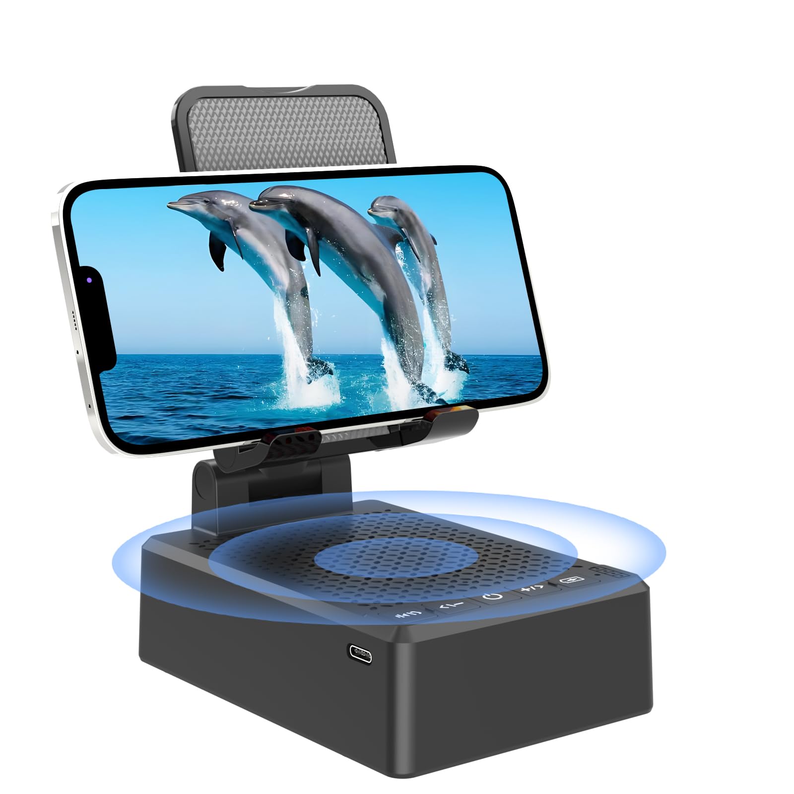 Gifts for Men Him Dad Women, Cell Phone Stand with Wireless Bluetooth Speaker and Anti-Slip Base HD Surround Sound Perfect for Kitchen with Bluetooth Speakers for Desk Compatible with iPhone Speaker