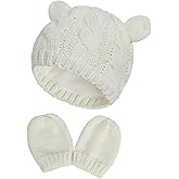 RAOEXI Unisex Baby Toddler Hat and Mitten Set Winter Knitted Thick Warm Beanie Cap Gloves for Infant Boys Girls