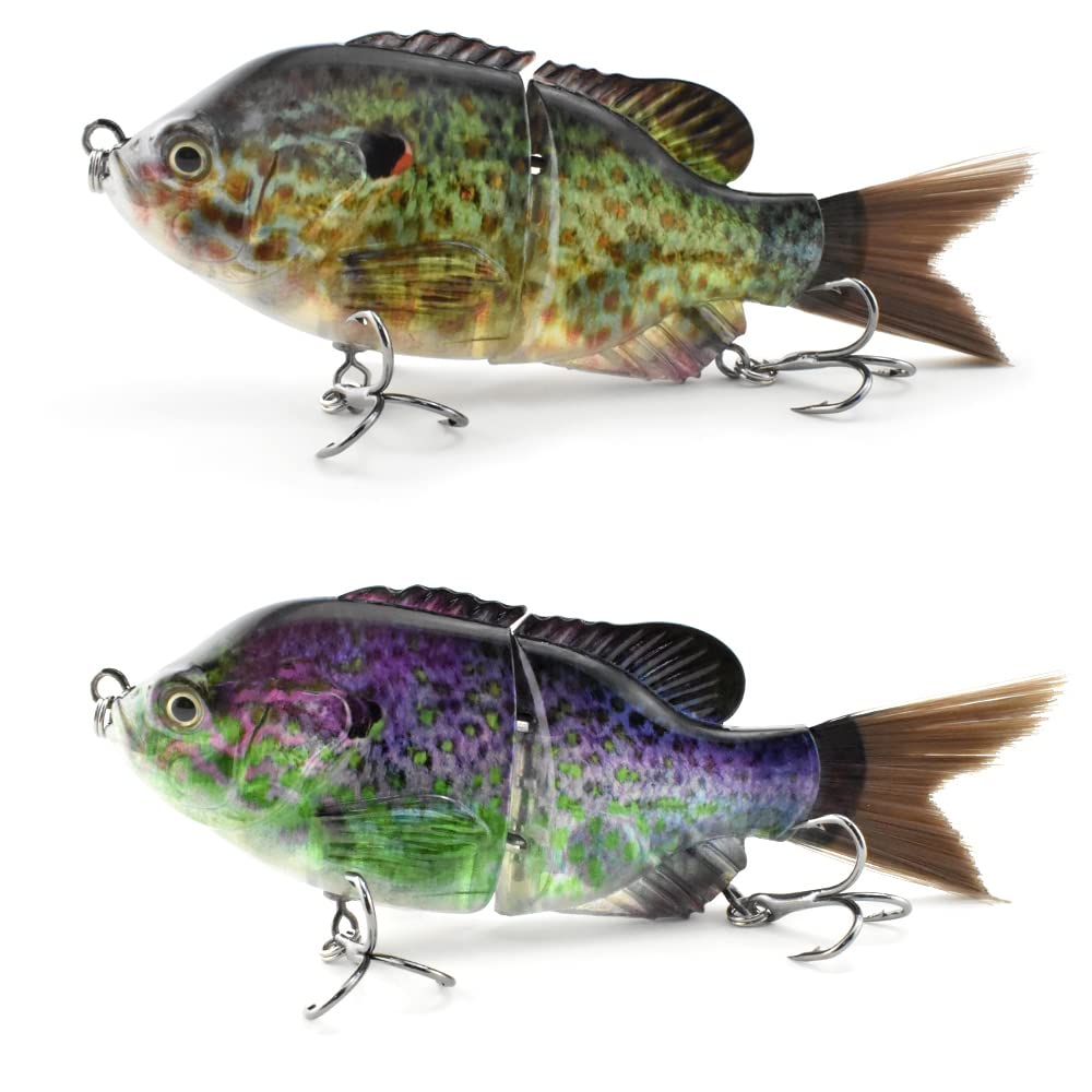 ODS Lure Sinking Blugill Glide Bait with Fiber Tail for Freshwater Saltwater Bass Lifelike Fishing Tackle (F2J20 Set 2)