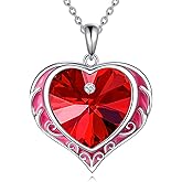 AINFQY Necklaces for Women, Love Heart Pendant with Austrian Crystals, Jewelry Gifts for Wife, Sterling Silver Heart Necklaces, Birthday or Chrismas Holiday Gifts for Her, Mom