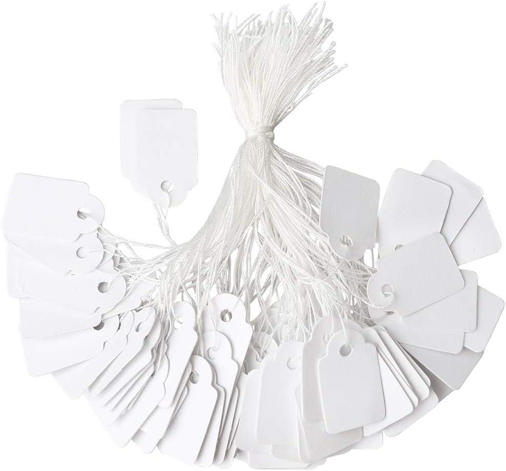Hugesavings 500 Pieces Jewelry Price Tags, Marking Tags Clothing Display Tag Paper Price Labels with White Hanging String, 23 x 14mm : Office Products