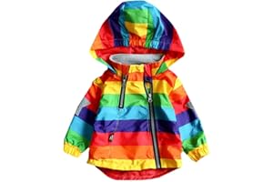 FABRST Toddler Boys Girls Windbreak Kids Fashion Rainbow Hooded Sun Jacket Baby Casual Outwear Fall Winter School Outfits