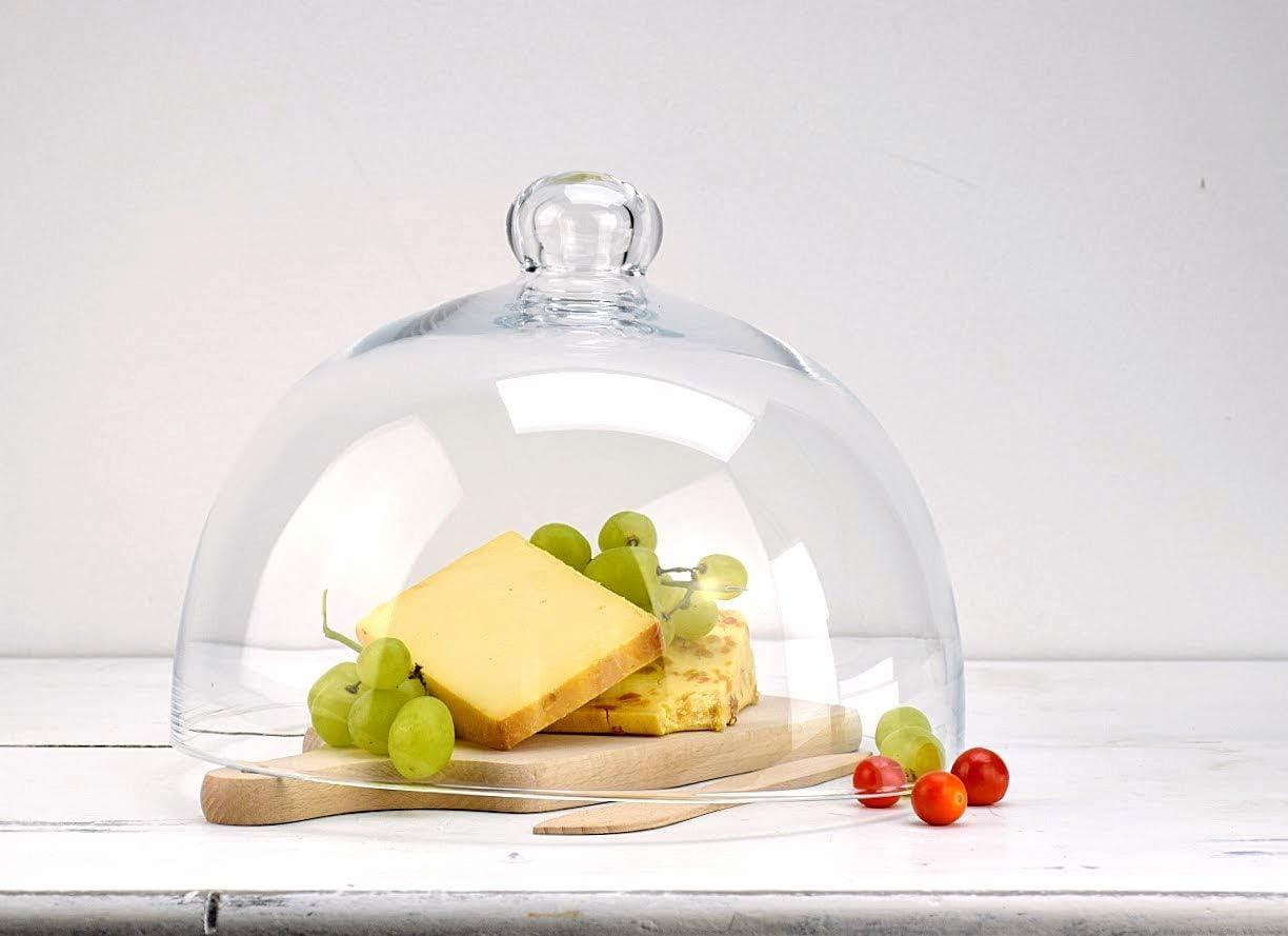 Solavia Large Glass Round Cake Pastry Cheese Dome Lid Cover 21 x 28 cm Roma, Transparent Cloche