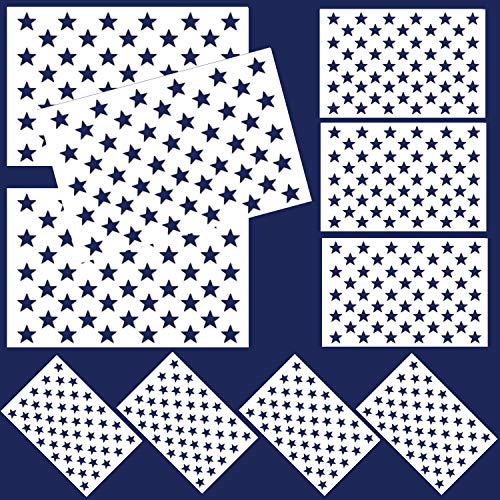 American Flag 50 Stars Stencil, 10 Pcs Stars Template Stencil for Painting on Wood, Fabric, Paper, Airbrush, Walls Art