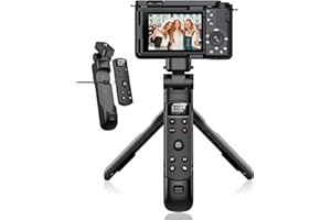 for Sony Tripod with Rechargeable Remote Control - Aodelan Wireless Shooting Grip Mini Tripod with OLED Screen for Vlogging for ZV-E10,ZV-1F,RX100 VII,a6100,a6400,a7 III,a9 II; Replace Sony GP-VPT2BT