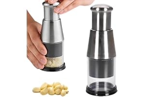 304 Stainless Steel Garlic Press, Garlic Crusher, Garlic Cutter, Garlic Grinder Multi-Functional Manual Garlic Press and Mash