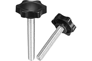 msiori 6mm(M6) x 50mm Thread Star Knob 2Pcs, Plastic Hex Shaped Clamping Knob Handle Hand Tightening Screw for Umbrella Base Replacement