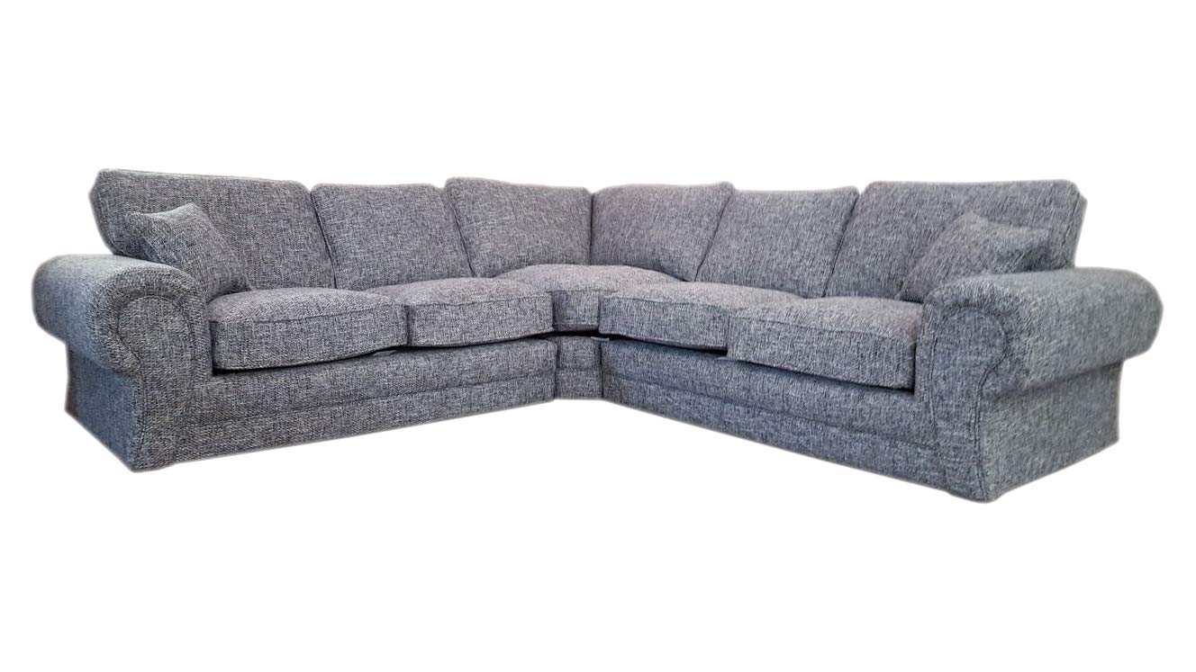 New Luxury Ethan Large Fabric 5 Seater Corner Sofa 2 Corner 2 Grey