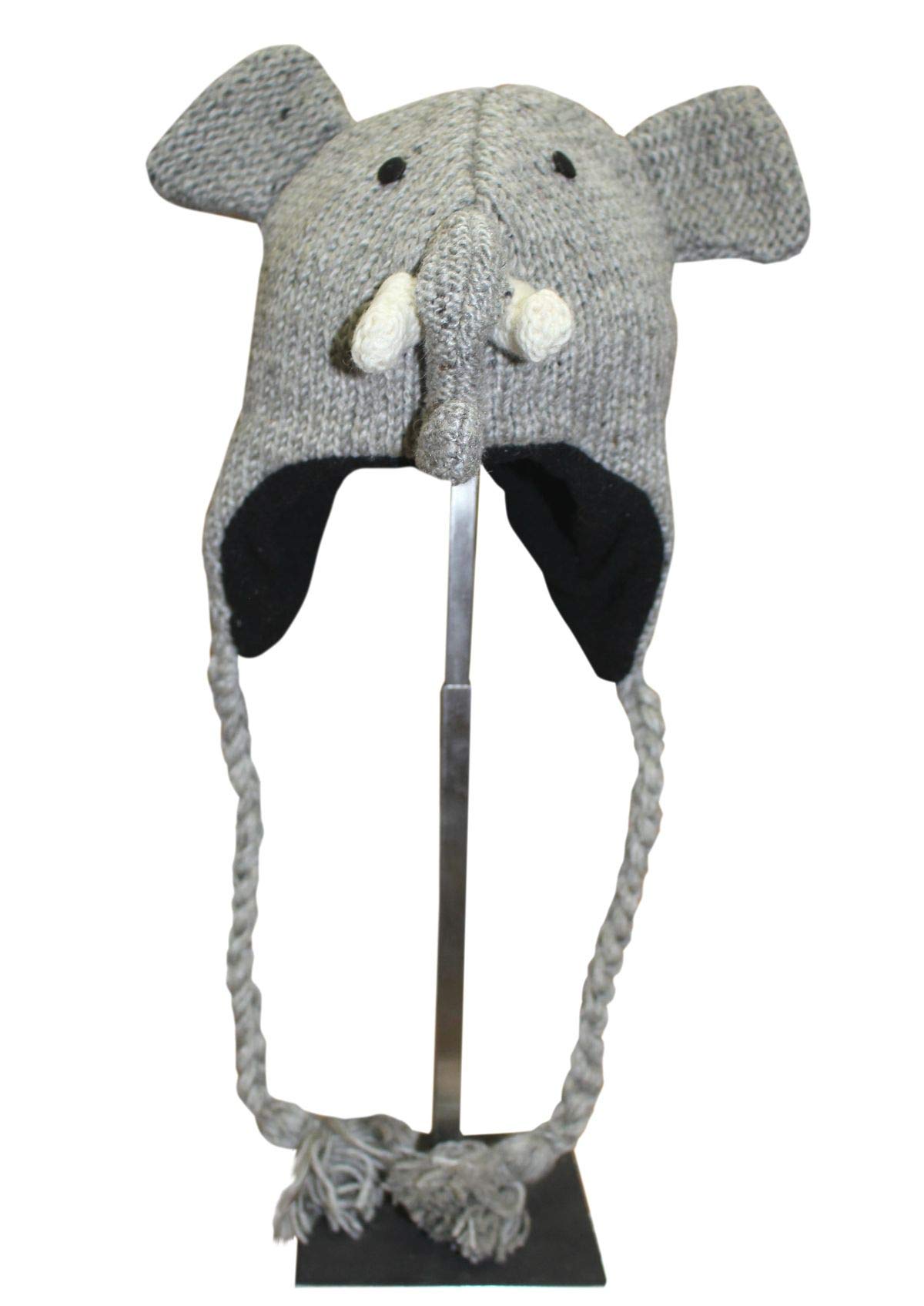 Sherpa LoveHand Knit Unisex Wool Animal Beanie Hat Cap Ear Flap Fleece Lined Nepal