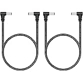 Right Angle DC Male to Male Extension Cord 1.6FT, 18AWG 90 Degree DC 5.5mm x 2.1mm 12V Power Cable Connector Adapter, for Sec