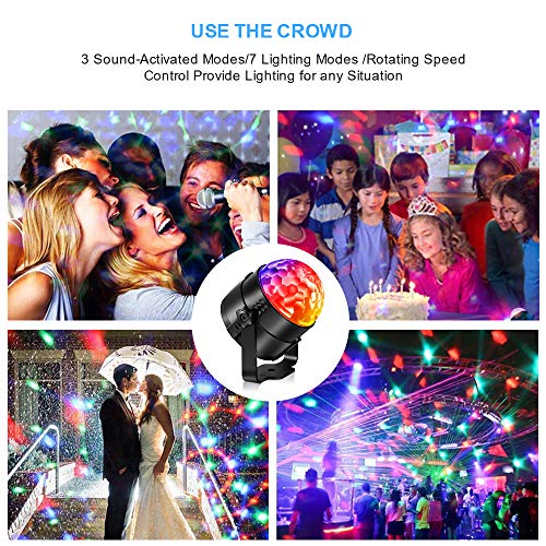 Disco Lights Disco Ball Party Lights Sound Activated, Karrong RGB Strobe Lights DJ Light Rotating Mirror Ball Lighting Effect for Kids Halloween Xmas Birthday Disco Parties Dance Karaoke Decoration