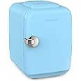 CROWNFUL Mini Fridge, 4 Liter/6 Can Portable Cooler and Warmer Personal Fridge for Skin Care, Cosmetics, Food,Great for Bedroom, Office, Car, Dorm, ETL Listed (Blue)