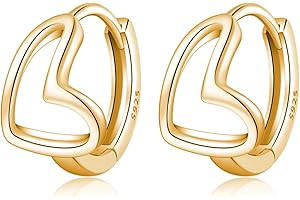 Reffeer Solid 925 Sterling Silver Love Heart Hoop Earrings for Women Teen Girls Heart Hoop Earrings Love Huggie