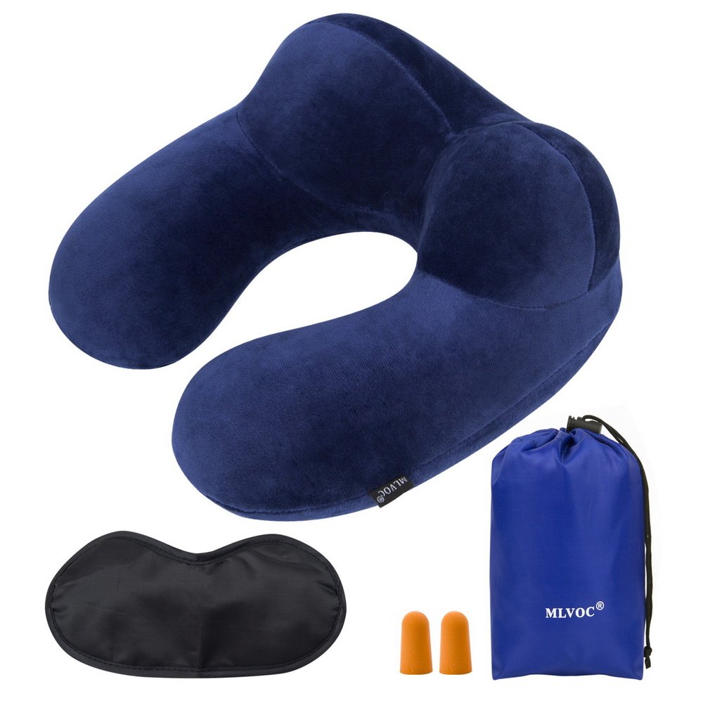 MLVOC Almohada de viaje con soporte de cuello Inflable y Compacta Almohadón