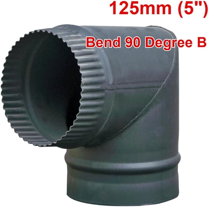 Lincsfire 5" 90 Degree Bend Flue Pipe Chimney for Wood Burning Log