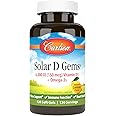 Carlson - Solar D Gems, Vitamin D3 and Omega-3 Supplement, 6000 IU (150 mcg) Vitamin D3, 115 mg Omega-3s EPA and DHA Supplement, Wild Caught, Sustainably Sourced, Lemon, 120 Softgels