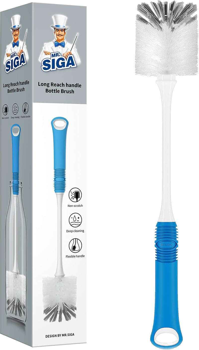 MR.SIGA Long Handle Bottle Brush 5.5 cm Head Nylon Bristles