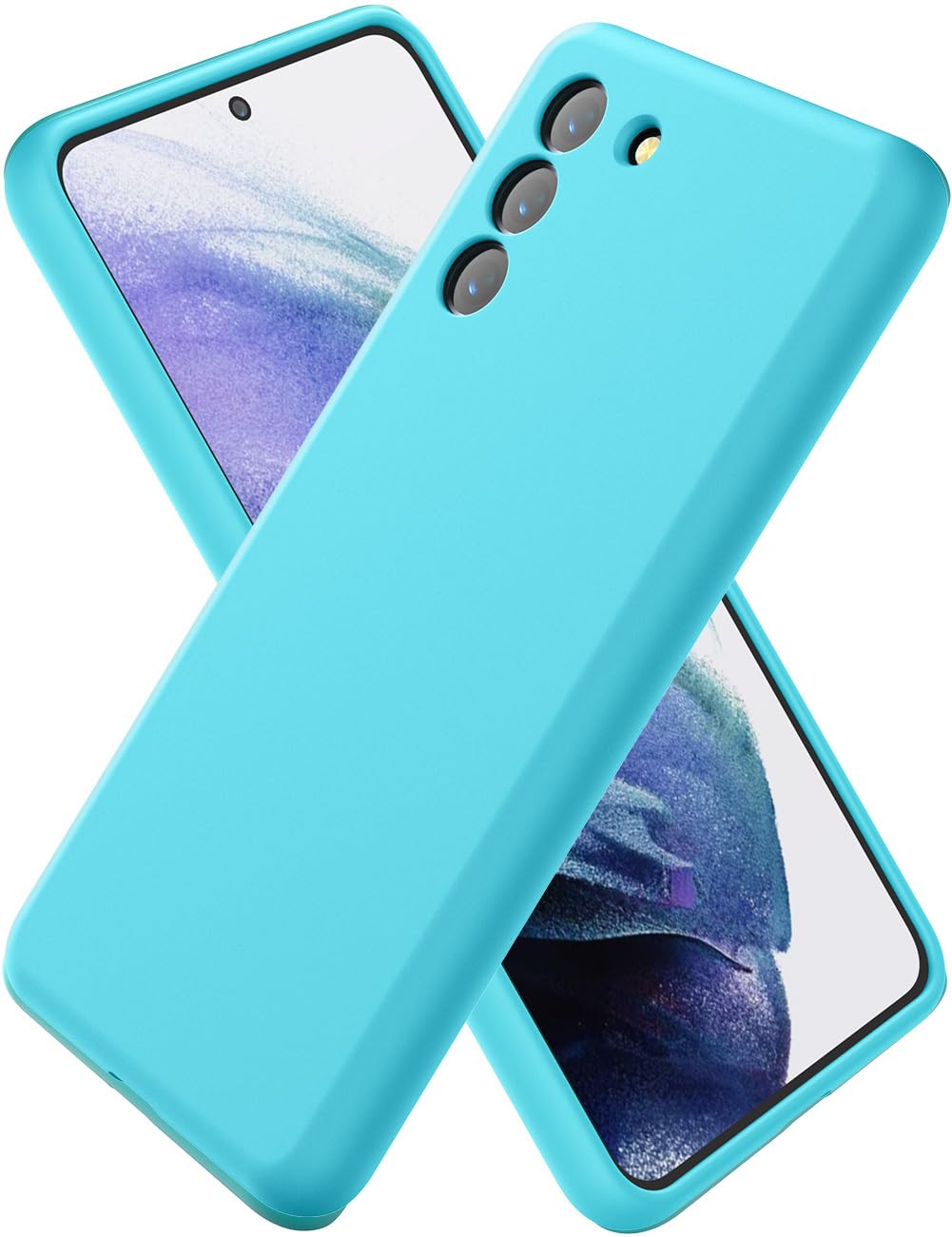 CUZMIGO for Samsung Galaxy S21 Case Liquid Silicone, Slim Fit Thin Soft Shockproof Phone Case for Women Girl Men Cute, Upgraded Camera Protection and Microfiber Lining, Glacier Blue