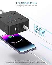 Power Strip Surge Protector 10 Ft Cord, HANYCONY