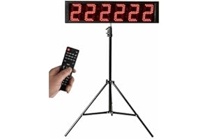 Cynobato Tripod 5.6'' Race Clock, Race Timer, Digital Countdown Clock, with Gym Interval Workout Timers, Stopwatch, for Outdoor Race Events (Red)