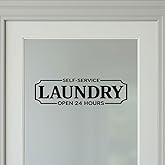 Laundry Room Decal, Laundry Vinyl Wall Decal, Washer Dryer Room Door Vinyl Sign, Laundry Decal for Glass Door, Laundry Room Vinyl Door and Wall Decal, Waterproof Laundry Shop Wall Décor,18x5", Black