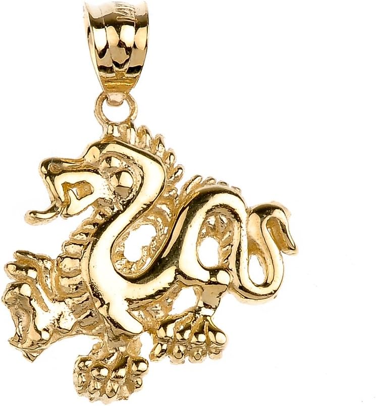Good Luck Charms 14k Yellow Gold Chinese Dragon Charm Pendant