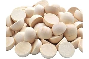 HESMARTLY 100pcs Half Wood Balls 1 Inch Diameter Unfinished Natural Mini Half Ball Split Wood Balls for DIY Projects and Craft Supplies