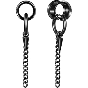 Aienid 2 Pcs Stainless Steel Dangle Gauges, 6mm-20mm Ear Tunnels Plugs Expander Plugs Stretcher Piercing Body Jewelry for Men
