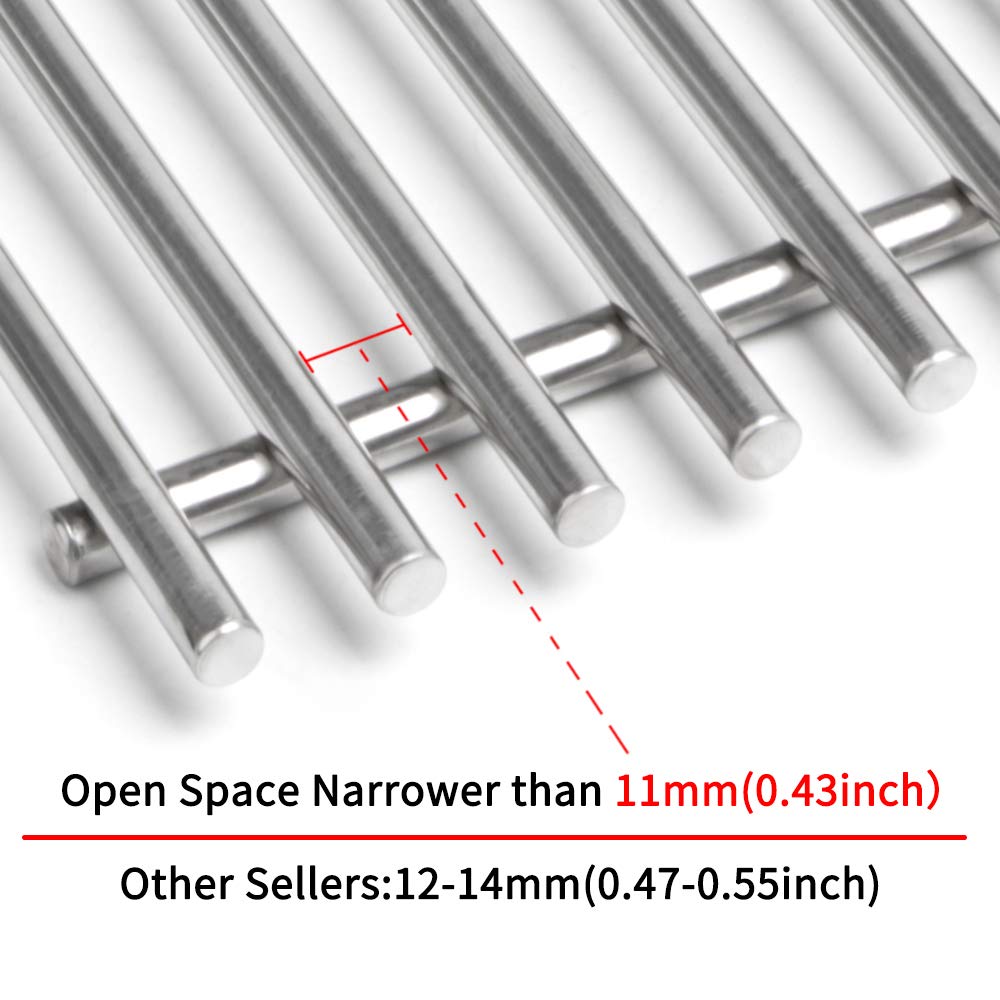 SHINESTAR 7522 Solid 7mm Stainless Steel Cooking Grates Replacement for Weber Old Spirit 200 Grill Grates with Side Control Panel, 15 x 11 Grates for Spirit 210 e210 Grates Parts (SS-KW010B)